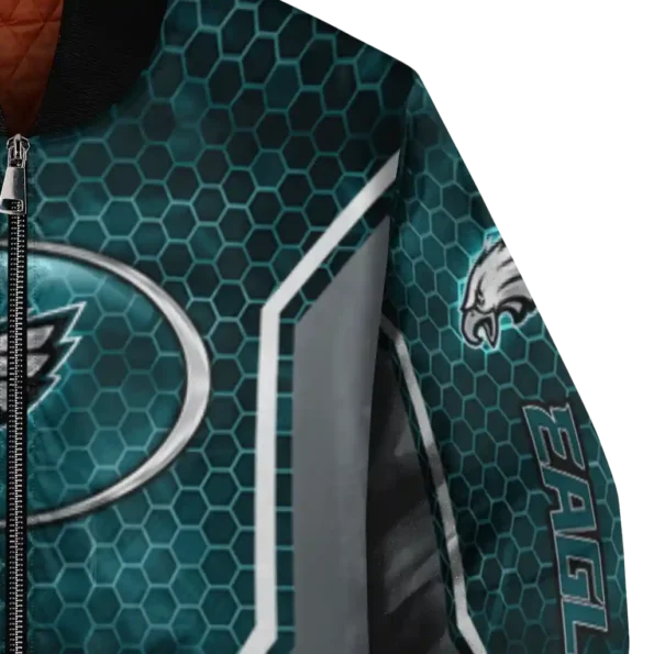 customized philadelphia eagles power plate green bomber jacket premium grade