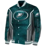 customized philadelphia eagles power plate green varsity jacket best selling