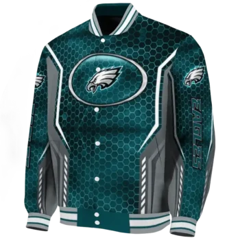 customized philadelphia eagles power plate green varsity jacket best selling