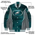 customized philadelphia eagles power plate green varsity jacket best selling