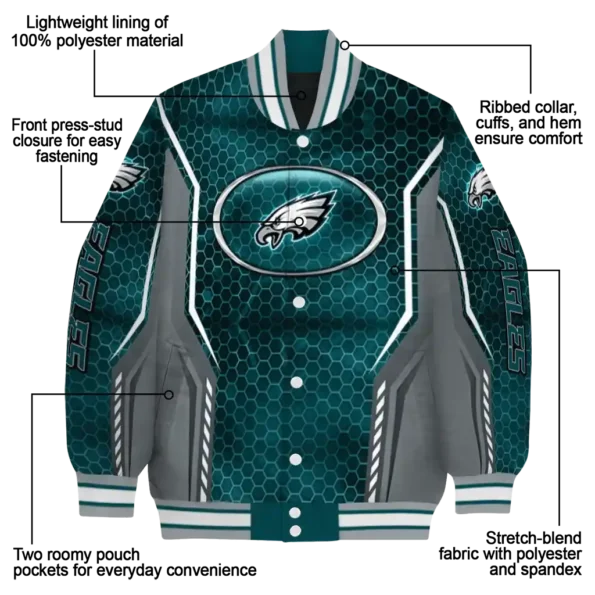 customized philadelphia eagles power plate green varsity jacket new arrival