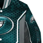 customized philadelphia eagles power plate green varsity jacket best selling