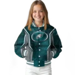 customized philadelphia eagles power plate green varsity jacket best selling