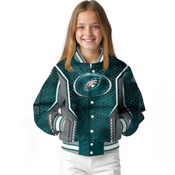 customized philadelphia eagles power plate green varsity jacket top rated