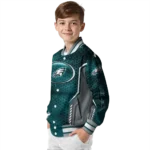 customized philadelphia eagles power plate green varsity jacket best selling