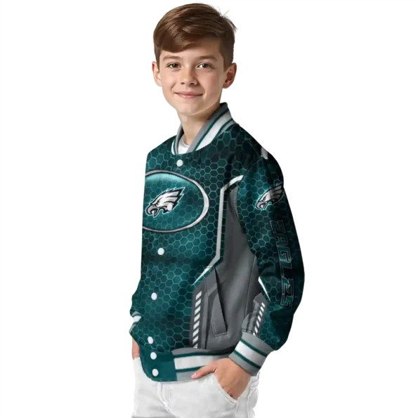 customized philadelphia eagles power plate green varsity jacket trendy