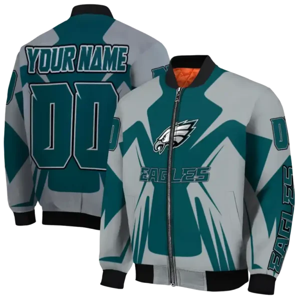 customized philadelphia eagles spider mark green grey crocs bomber jacket fashion forward