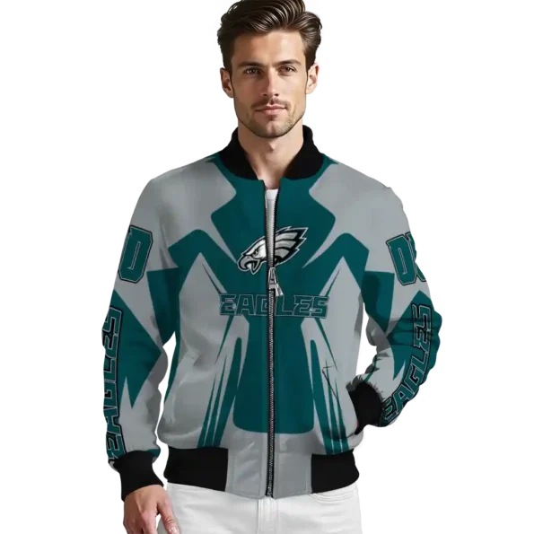 customized philadelphia eagles spider mark green grey crocs bomber jacket high quality