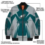customized philadelphia eagles spider mark green grey crocs bomber jacket best selling