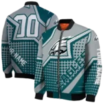 customized philadelphia eagles star burst green bomber jacket best selling