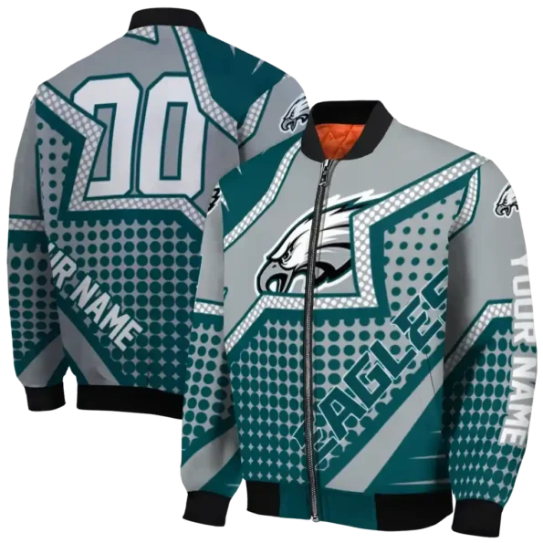 customized philadelphia eagles star burst green bomber jacket fashion forward
