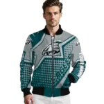 customized philadelphia eagles star burst green bomber jacket best selling