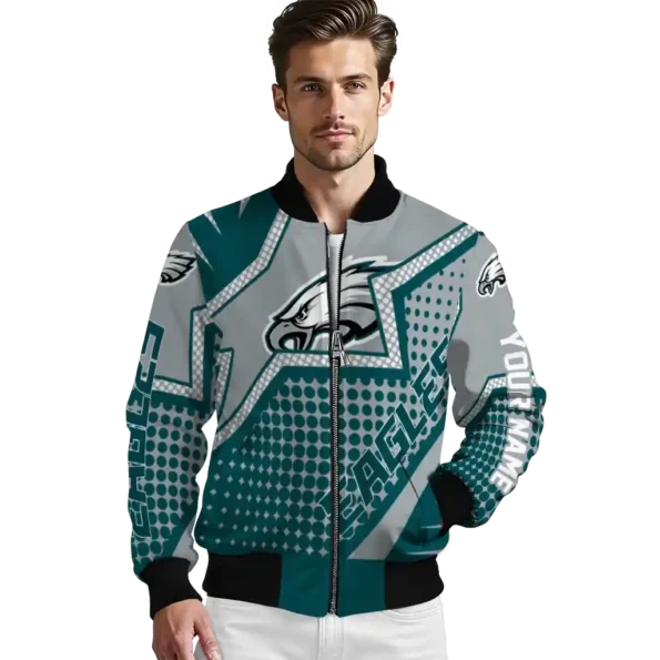 customized philadelphia eagles star burst green bomber jacket high quality