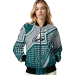 customized philadelphia eagles star burst green bomber jacket best selling
