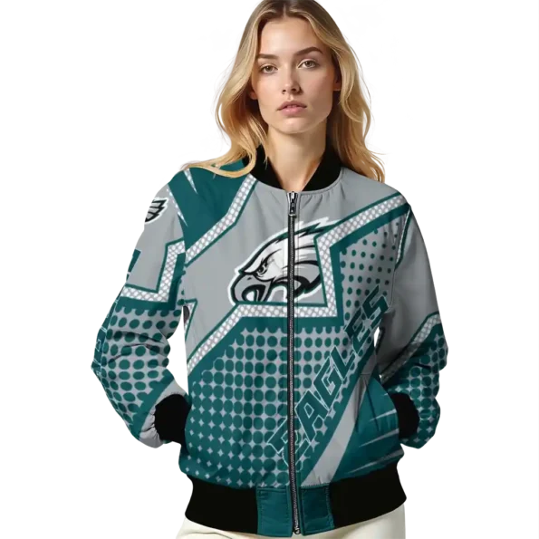 customized philadelphia eagles star burst green bomber jacket latest model