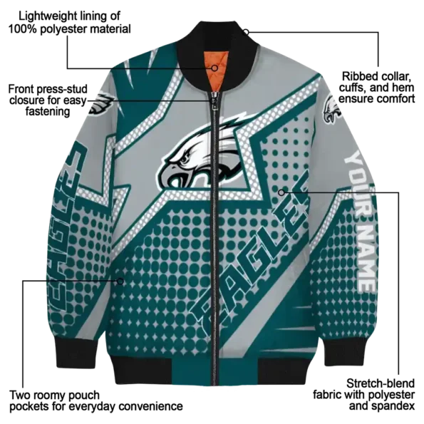 customized philadelphia eagles star burst green bomber jacket new arrival