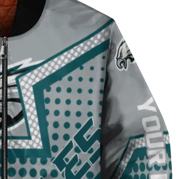 customized philadelphia eagles star burst green bomber jacket premium grade