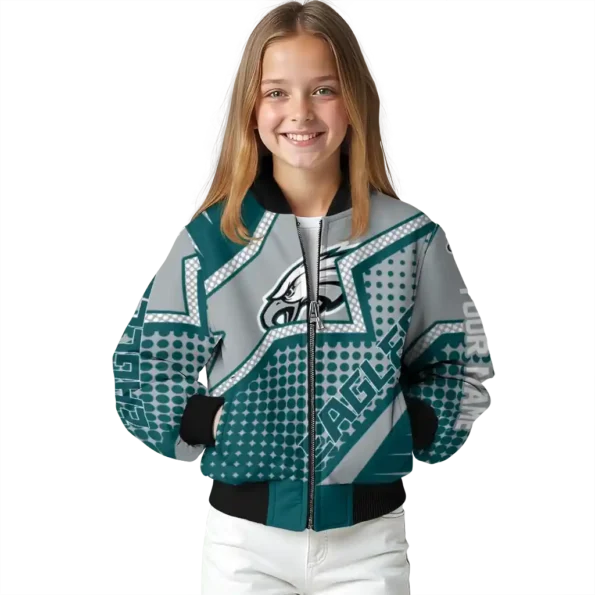 customized philadelphia eagles star burst green bomber jacket top rated