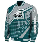 customized philadelphia eagles star burst green varsity jacket best selling
