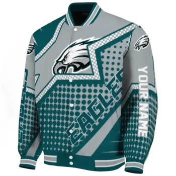 customized philadelphia eagles star burst green varsity jacket best selling
