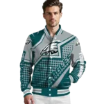 customized philadelphia eagles star burst green varsity jacket best selling
