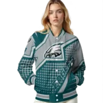 customized philadelphia eagles star burst green varsity jacket best selling