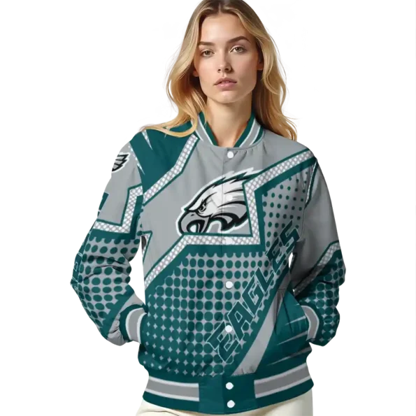 customized philadelphia eagles star burst green varsity jacket latest model