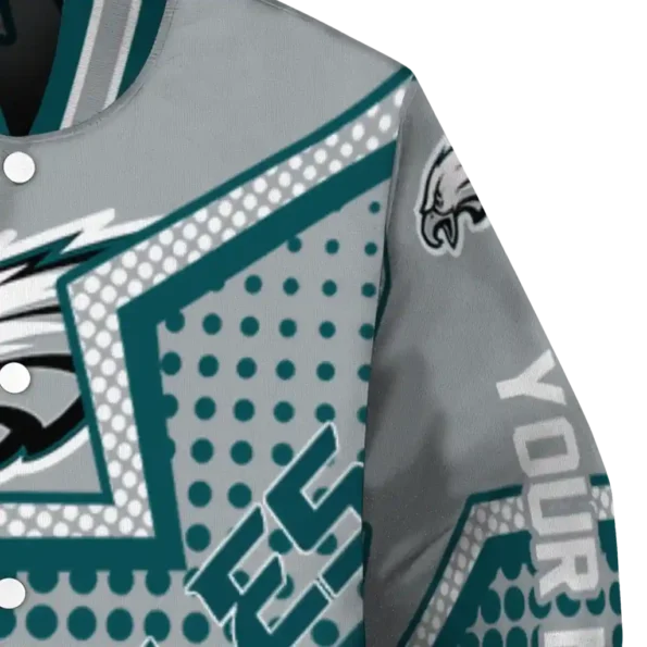 customized philadelphia eagles star burst green varsity jacket premium grade
