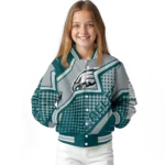 customized philadelphia eagles star burst green varsity jacket best selling