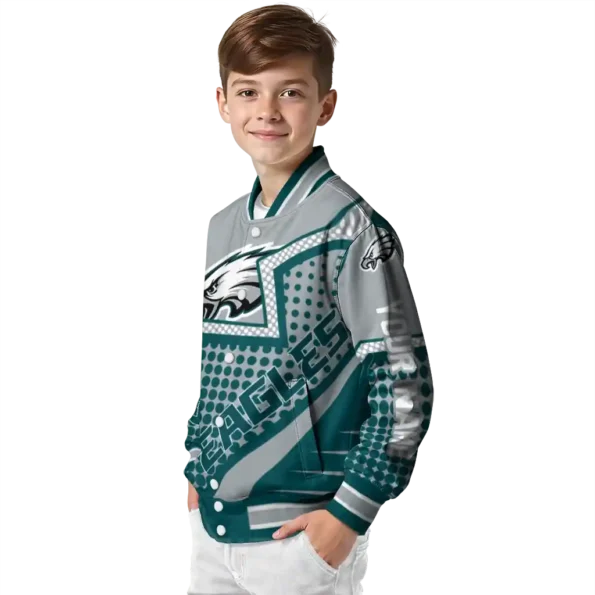 customized philadelphia eagles star burst green varsity jacket trendy