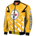 customized pittsburgh steelers chevron angles gold bomber jacket best selling
