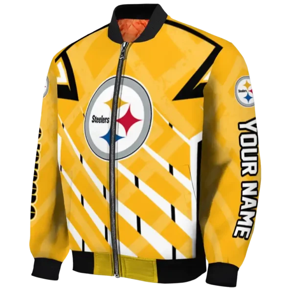 customized pittsburgh steelers chevron angles gold bomber jacket best selling