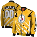 customized pittsburgh steelers chevron angles gold bomber jacket best selling