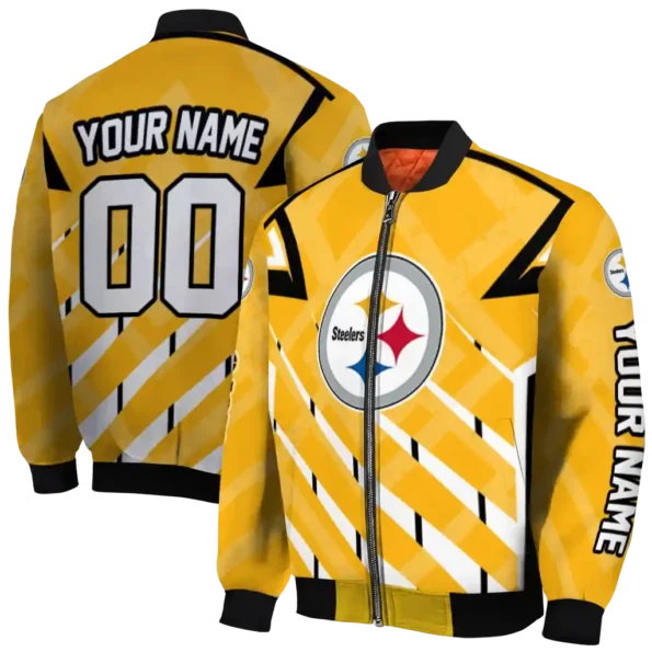customized pittsburgh steelers chevron angles gold bomber jacket fashion forward
