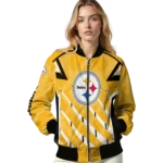 customized pittsburgh steelers chevron angles gold bomber jacket best selling