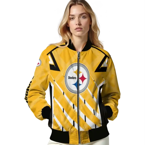 customized pittsburgh steelers chevron angles gold bomber jacket latest model