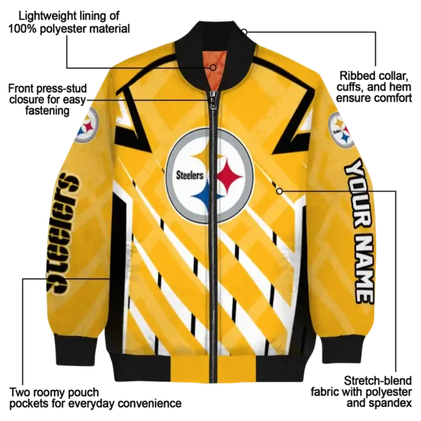 customized pittsburgh steelers chevron angles gold bomber jacket new arrival