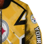 customized pittsburgh steelers chevron angles gold bomber jacket best selling