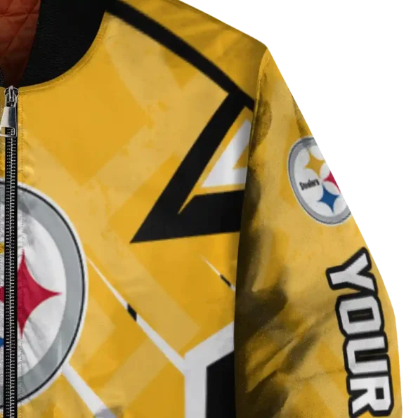 customized pittsburgh steelers chevron angles gold bomber jacket premium grade