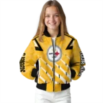customized pittsburgh steelers chevron angles gold bomber jacket best selling