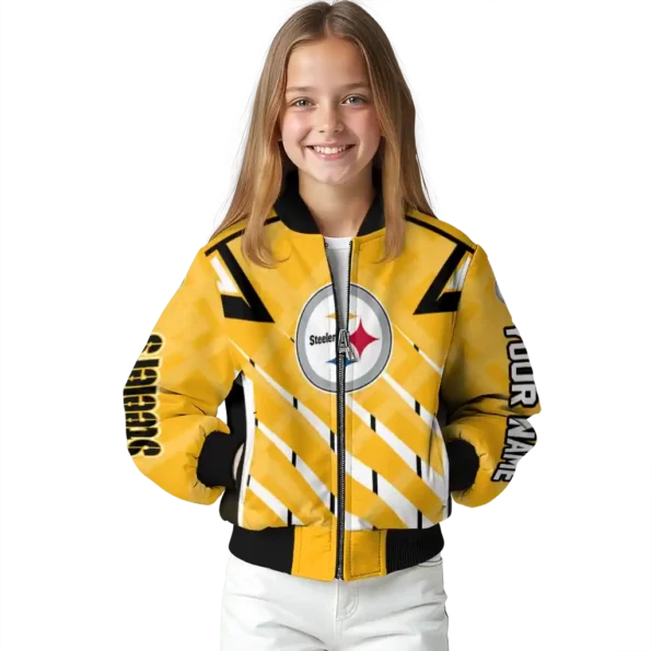customized pittsburgh steelers chevron angles gold bomber jacket top rated