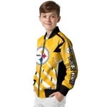 customized pittsburgh steelers chevron angles gold bomber jacket best selling