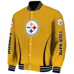 customized pittsburgh steelers chevron arrow gold varsity jacket best selling