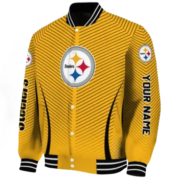 customized pittsburgh steelers chevron arrow gold varsity jacket best selling