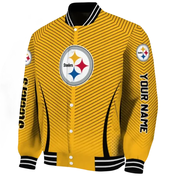 customized pittsburgh steelers chevron arrow gold varsity jacket best selling