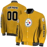 customized pittsburgh steelers chevron arrow gold varsity jacket best selling
