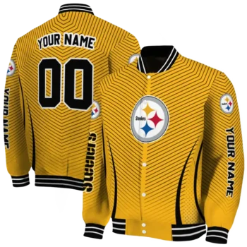 customized pittsburgh steelers chevron arrow gold varsity jacket fashion forward