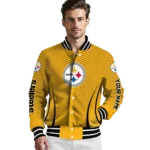customized pittsburgh steelers chevron arrow gold varsity jacket best selling