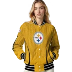 customized pittsburgh steelers chevron arrow gold varsity jacket best selling