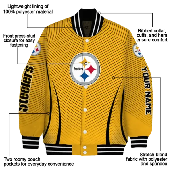 customized pittsburgh steelers chevron arrow gold varsity jacket new arrival